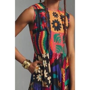 FARM RIO ANTROPOLOGIE Sleeveless Patchwork Dress